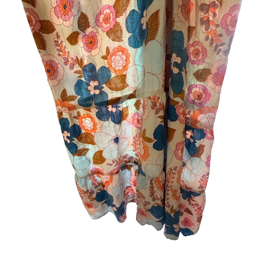 Angie Floral Maxi Dress Womens 3X Smocked Waist Lurex Boho Cottagecore - Picture 5 of 7